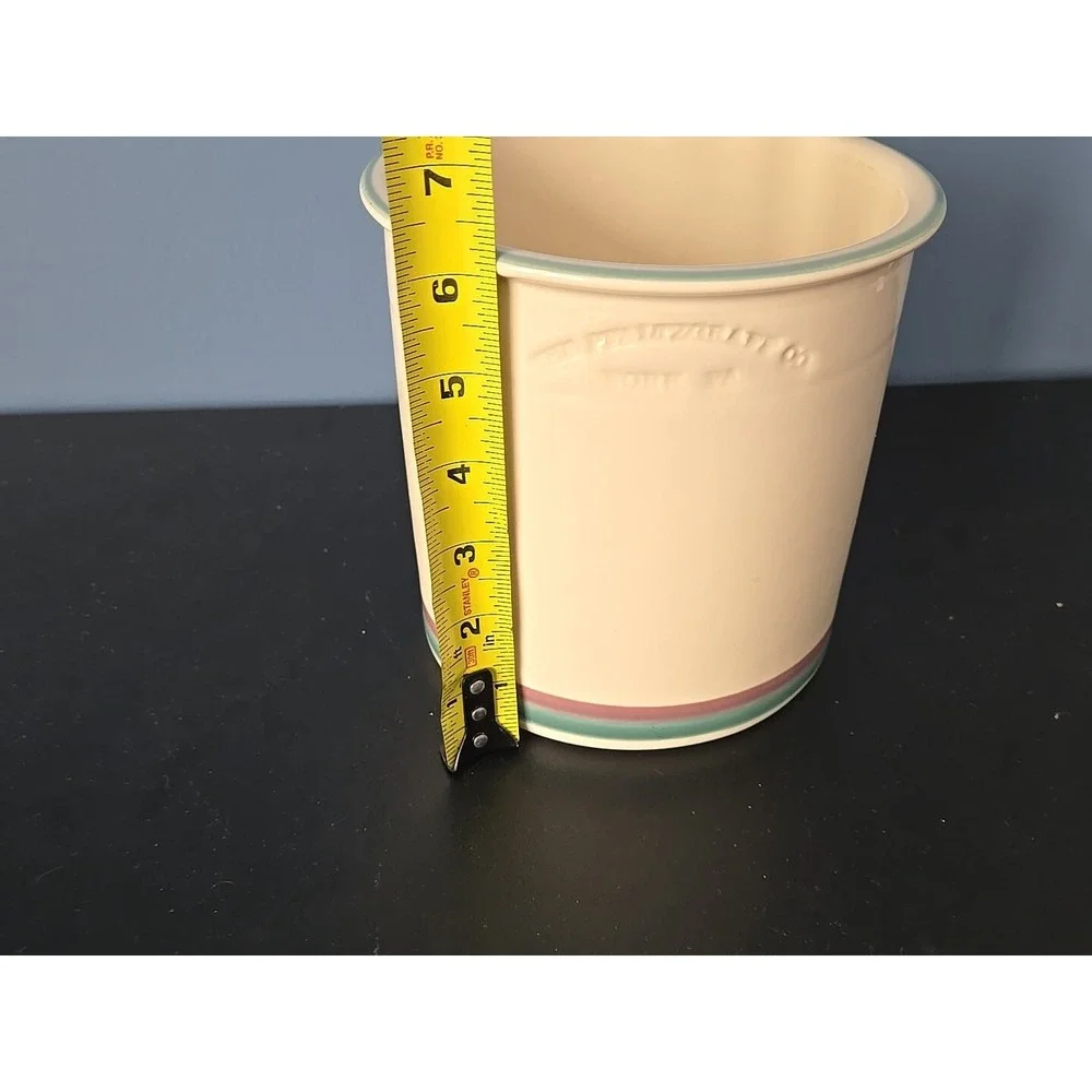 Pfaltzgraff Utensil Holder Green Brown Stripes‎ Band Excellent 6 1/4